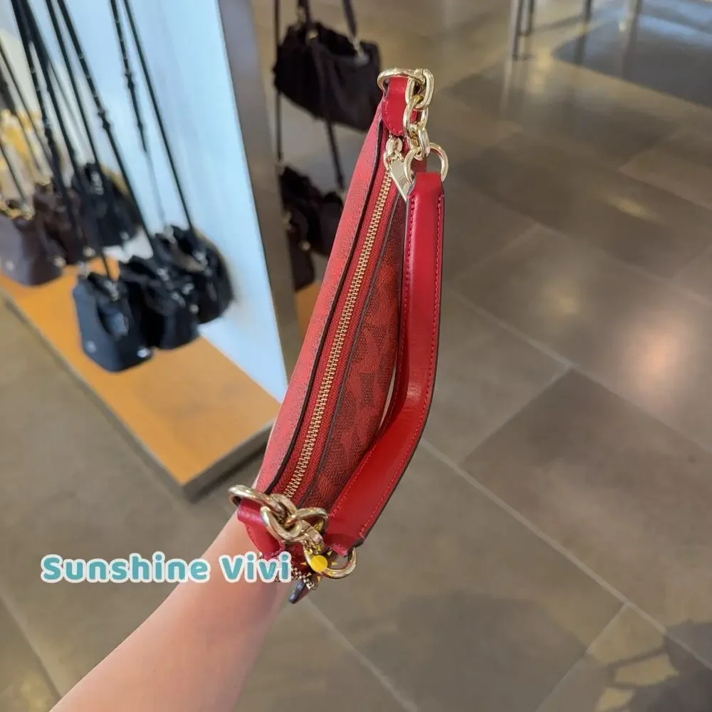NWT Coach Mini Payton Bag In Signature Canvas CEL06 IM/CRIMSON